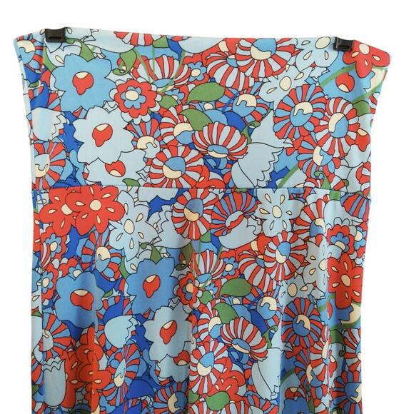 LulaRoe Floral Maxi Skirt XS Mod Long Knit Blue - Picture 4 of 9